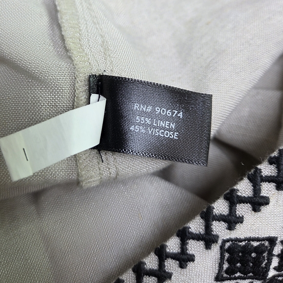 Boston Proper Malibu Embroidered Linen Pull On Crop Pant Medium - Picture 7 of 8